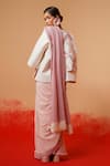 Shop_Stoique_Pink Cotton Crushed Pre-draped Saree _at_Aza_Fashions