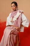 Stoique_Pink Cotton Crushed Pre-draped Saree _at_Aza_Fashions