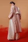 Shop_Stoique_Rose Gold Cotton Lace V-neck Designer Pink Long Kurta _at_Aza_Fashions