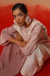 Buy_Stoique_Rose Gold Cotton Lace V-neck Designer Pink Long Kurta 