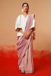 Shop_Stoique_Ivory Handloom Cotton V-neck Handwoven Top _Online_at_Aza_Fashions
