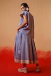 Shop_Stoique_Blue Cotton Striped Midi Skirt _at_Aza_Fashions