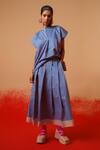 Buy_Stoique_Blue Cotton Striped Midi Skirt _at_Aza_Fashions
