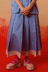 Shop_Stoique_Blue Cotton Striped Midi Skirt _Online_at_Aza_Fashions