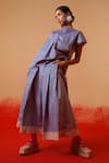 Buy_Stoique_Blue Cotton Striped Midi Skirt 