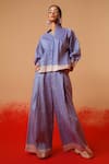 Buy_Stoique_Blue Cotton Striped Flared Pant _at_Aza_Fashions