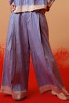 Stoique_Blue Cotton Striped Flared Pant _at_Aza_Fashions