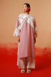 Shop_Stoique_Pink Cotton Round Neck Crushed Rose Kurta _at_Aza_Fashions