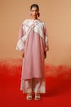 Stoique_Pink Cotton Round Neck Crushed Rose Kurta _at_Aza_Fashions