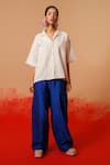 Stoique_Off White Cotton Embroidery Collared Handwoven Shirt _Online_at_Aza_Fashions