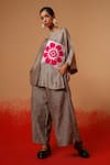 Stoique_Gray Silk Grey Mysore Flared Pant _Online_at_Aza_Fashions