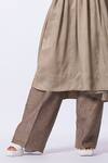 Stoique_Gray Muslin, Silk Embroidery V-neck Designer Grey Mysore Kurta _Online_at_Aza_Fashions