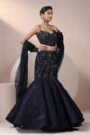 Chaashni by Maansi and Ketan_Blue Organza, Net Sequins, Beads, Stones Embellished Lehenga Set _at_Aza_Fashions