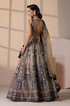 Chaashni by Maansi and Ketan_Blue Silk, Net Sequins, Embroidery V-neck Classic Lehenga Set _Online_at_Aza_Fashions