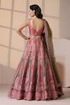Chaashni by Maansi and Ketan_Pink Silk, Net Sequins, Stones, Embroidery Sweetheart Neck Lehenga Set _Online_at_Aza_Fashions