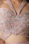 Buy_Chaashni by Maansi and Ketan_Pink Georgette, Net Sequins, Beads, Crystals Embellished Fusion Lehenga Set _Online_at_Aza_Fashions