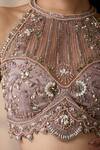 Buy_Chaashni by Maansi and Ketan_Rose Gold Net, Satin Pearls, Champagne Pre-draped Designer Saree With Blouse 