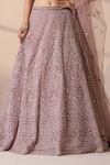 Shop_Chaashni by Maansi and Ketan_Pink Net Beads, Sequins, Zari Sweetheart Neck Embroidered Bridal Lehenga Set 