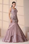 Shop_Chaashni by Maansi and Ketan_Pink Organza, Lycra Beads, Pearls, Sequins Sweetheart Neck Embellished Gown _Online_at_Aza_Fashions