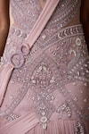 Buy_Chaashni by Maansi and Ketan_Pink Organza, Lycra Beads, Pearls, Sequins Sweetheart Neck Embellished Gown 