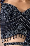Buy_Chaashni by Maansi and Ketan_Blue Organza, Lycra, Net Sequins, Beads, Crystals Embellished Fusion Lehenga Set 