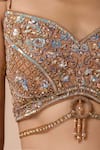 Chaashni by Maansi and Ketan_Gold Georgette, Lycra, Net Sequins, Beads, Embellished Fusion Lehenga Set _at_Aza_Fashions
