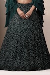 Buy_Chaashni by Maansi and Ketan_Green Sequins, Crystals, Beads Round Neck Designer Fusion Lehenga Set 