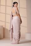 Chaashni by Maansi and Ketan_Pink Net, Silk Sequins, Embroidery, Pearls High Designer Pre-draped Saree Set _Online_at_Aza_Fashions