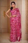 Buy_Samyukta Singhania_Pink Silk Zari Bandhani Gharchola Saree With Blouse Piece_at_Aza_Fashions