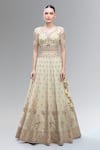 Samyukta Singhania_Cream Tissue Beads, Sequins, Zari, Pearls, Classic Embroidered Lehenga Set _Online_at_Aza_Fashions