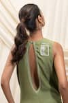 Akashi Clothing_Green Linen Embroidery V-neck Designer Jumpsuit _Online_at_Aza_Fashions