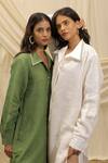 Akashi Clothing_Green Linen Collared Shirt Dress _Online_at_Aza_Fashions