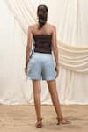 Shop_Akashi Clothing_Blue Linen Halter Neck Designer Top And Shorts Set _at_Aza_Fashions