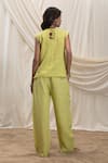 Shop_Akashi Clothing_Green Linen Electric Lime Vest And Pant Set _at_Aza_Fashions