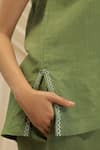 Akashi Clothing_Olive Green Linen Round Neck Top And Pant Set _at_Aza_Fashions