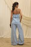 Shop_Akashi Clothing_Blue Linen Embroidery Bandeau Neck Tube Top And Pant Set _at_Aza_Fashions