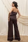 Shop_Akashi Clothing_Brown Linen Embroidery Bandeau Neck Tube Top And Pant Set _at_Aza_Fashions