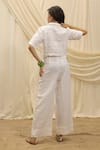 Shop_Akashi Clothing_White Linen Embroidery Blazer Shirt And Pant Set _at_Aza_Fashions