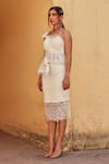 Shop_Label Moni K_White Chiffon Lace Asymmetric Chantelle Skirt Set _at_Aza_Fashions