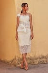 Buy_Label Moni K_White Chiffon Lace Asymmetric Chantelle Skirt Set _at_Aza_Fashions