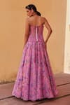 Shop_Label Moni K_Lavender Organza Sequins, Embroidery Printed Designer Lehenga And Corset _at_Aza_Fashions