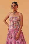 Shop_Label Moni K_Lavender Organza Sequins, Embroidery Printed Designer Lehenga And Corset _Online_at_Aza_Fashions