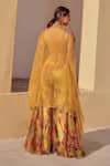 Shop_Label Moni K_Yellow Organza Embroidery Scoop Neck Floral Sharara Set _at_Aza_Fashions
