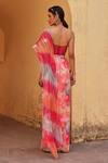 Shop_Label Moni K_Pink Organza, Georgette Applique, Sequins, Multi Color Fusion Style Kurta Set _at_Aza_Fashions