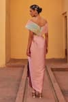 Shop_Label Moni K_Multi Color Off-shoulder Blouse And Draped Skirt Set _at_Aza_Fashions