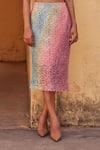 Label Moni K_Multi Color Off-shoulder Knitted Blouse And Skirt Set _Online_at_Aza_Fashions