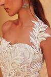 Label Moni K_Off White Crepe Embroidery Designer Top And Pant Set _at_Aza_Fashions