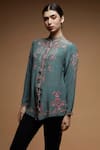 Buy Nirraamyaa Aqua Crepe Rhinestones Collared Designer Pale Embroidered Shirt Online at Aza Fashions Buy_Nirraamyaa_Aqua Crepe Rhinestones Collared Designer Pale Embroidered Shirt _Online_at_Aza_Fashions
