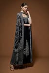 Buy Nirraamyaa Black Viscose, Georgette Rhinestones Square Neck Embellished Maxi Dress Buy_Nirraamyaa_Black Viscose, Georgette Rhinestones Square Neck Embellished Maxi Dress