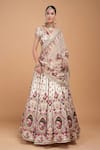 Nirraamyaa_Ivory Silk, Viscose, Satin, Organza Rhinestones, Embroidery Round Lehenga Set _Online_at_Aza_Fashions